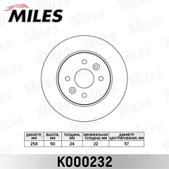 Диск тормозной для Kia Sportage/передний/K000222/MILES