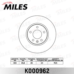 Диск тормозной для Lexus GS300/передний/L/K000324/MILES